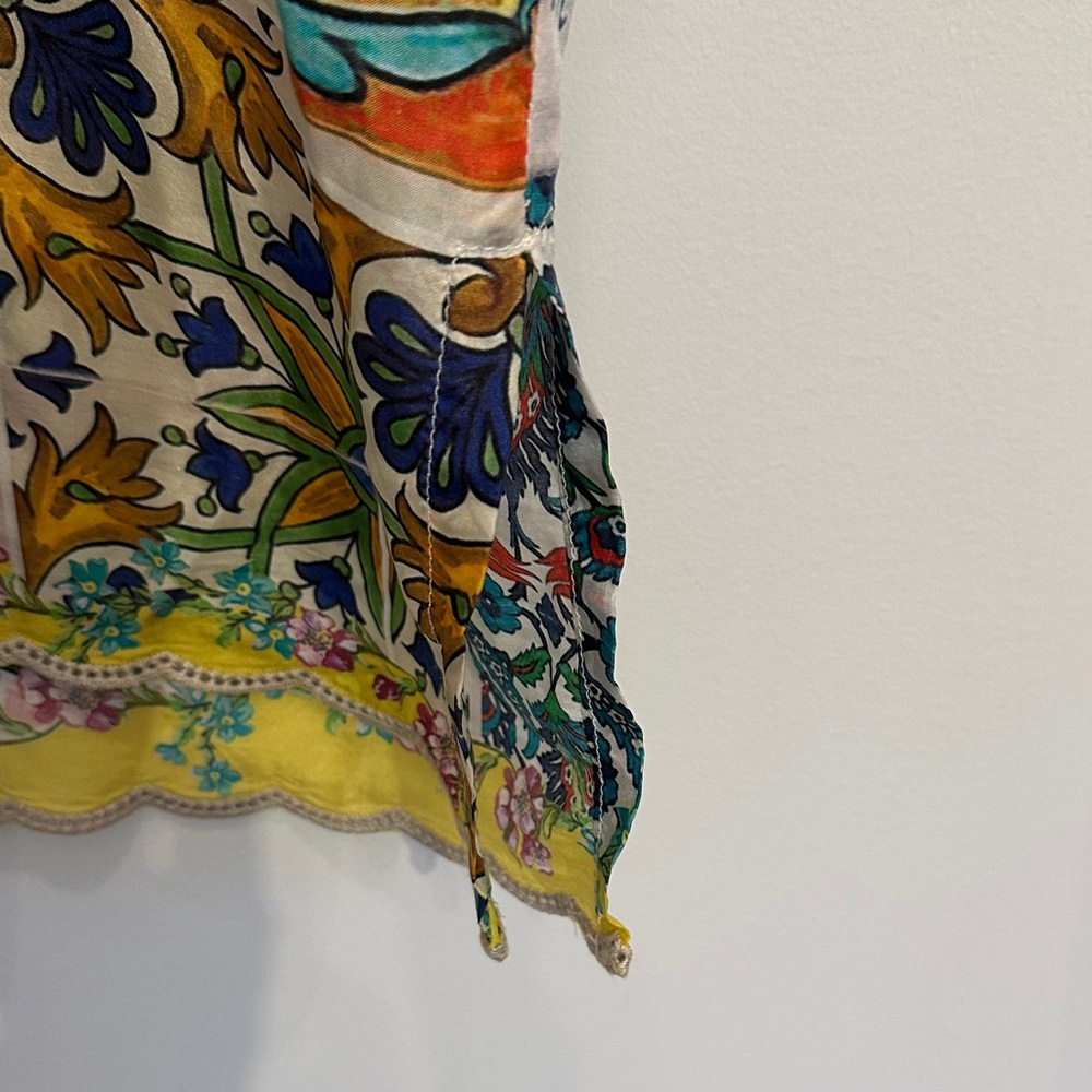 Johnny Was 100% Silk Multicolor Patchwork Short S… - image 8